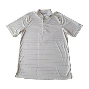 Greg Norman Polo Shirt Mens Medium Yellow  Striped Short Sleeve Play Dry‎ ML75